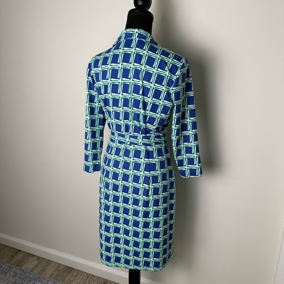 NWOT J. McLaughlin Blue and Green Bamboo print Dress - Picture 6 of 7